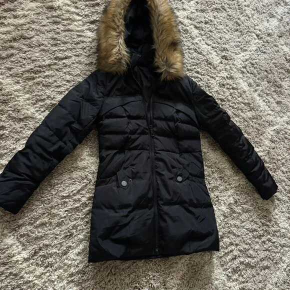 Valuker Women's Down Coat With Fur Hood With 90% Down Parka Winter Puffer Jacket - Picture 2 of 5